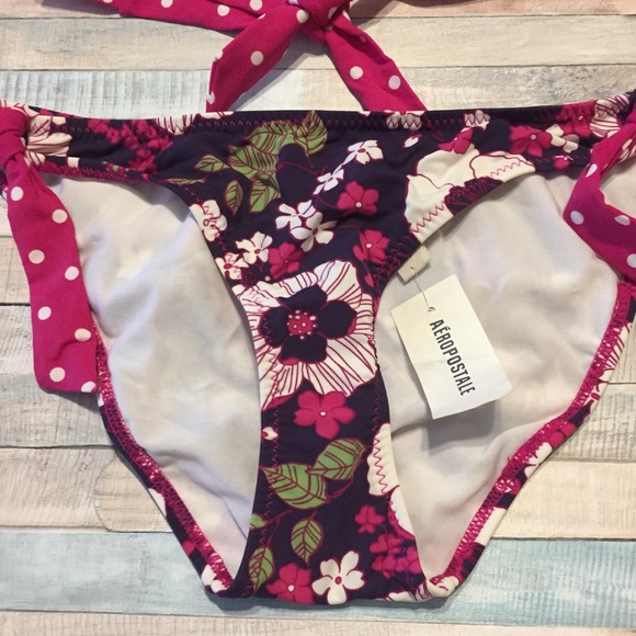 NWT Aeropostale Floral Mod Polka Dot Print Bikini - Picture 2 of 6